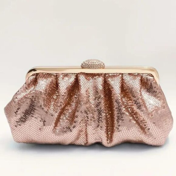 FISH SCALE SEQUIN CLOUD BAG in Rose Gold - Picture 1 of 3